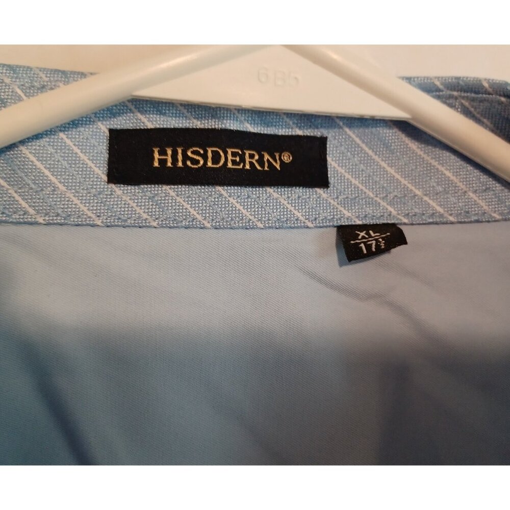 Men's HISDERN Long Sleeve Formal Dress Shirt Blue Size XL - Picture 4 of 5
